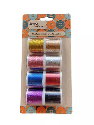 8 Metallic Sewing Thread Assorted Reels 30m Each Shiny Glitter Embroidery Crafts • £5.99