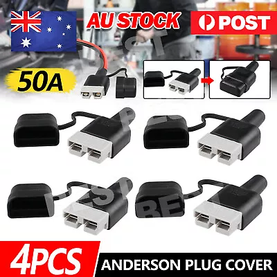 $9.85 • Buy 4pcs Waterproof 50A Anderson Plug Dust Cable Sheath Cover Black With Cap