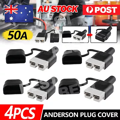 4pcs Waterproof 50A Anderson Plug Dust Cable Sheath Cover Black With Cap • $9.85