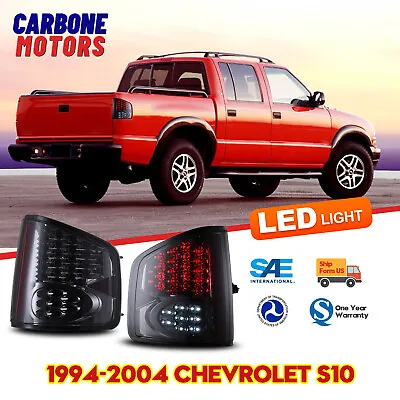 Tail Lights LED For 94-04 Chevy S-10 Pickup GMC Sonoma Rear Lamps Chrome Smoke • $86.99