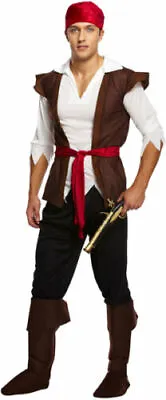 Men Caribbean Pirate Jack Sparrow Fancy Dress Costume Adults Outfit • £13.99