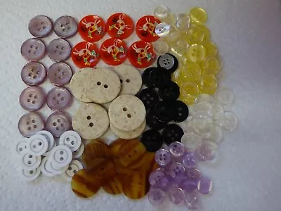 Job Lot 100+ Lilac Pink Clear Black Orange Stone White Cream Red Horse Buttons  • £1.99