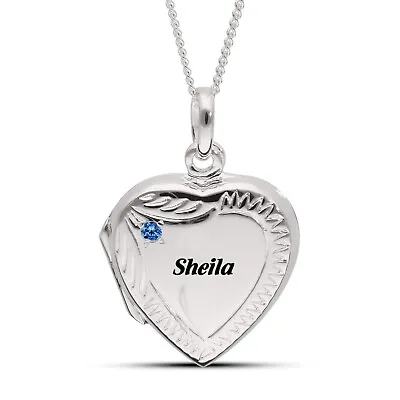 925 Personalised Silver Locket Pendant With Birthstone Heart Shape Birthday • £24.49