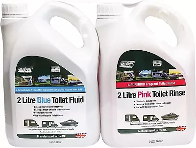 Eco Friendly Chemical Toilet Fluid & Rinse 2L Twin Pack For Caravan & Motorhome • £14.99