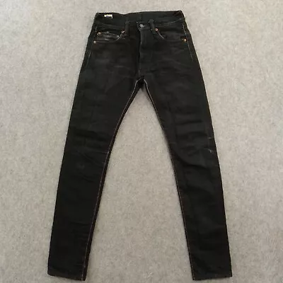 Momotaro Jeans Mens 28 Black Selvedge Denim 0306-3 Slim Tapered Mid Rise Button • $139