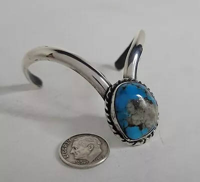 1980s Navajo Sterling Silver Morenci Turquoise In Quartz 6  Cuff Bracelet  20.9g • $109.95