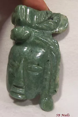 Guatemalan Jadeite Jade Guatemala Carving Of Maya Warrior Head With Headdress  • $119