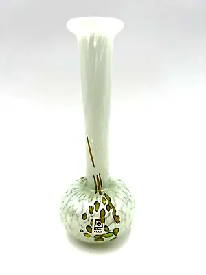 VTG Mdina Art Glass Spatter Bud Vase Signed With Original Sticker Hand Blown • $32