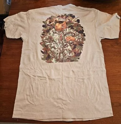 $25 • Buy Vintage RJRTC Joe Camel Camouflage Ranger Cigarette Tan T-Shirt Mens XL 1992