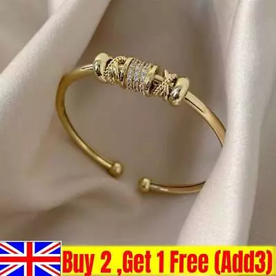 9ct Gold Bangle Ball Open Torque Bangle For Women With Cubic Zirconia Bracelet? • £5.75