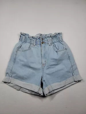 Zara Size 2 Women's Denim Light Wash Shorts Stretch Waist High Rise • $11.20