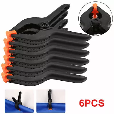 6 X Large 6'' Plastic Spring Clamps Market Stall Tarpaulin Cover Clips Grips Diy • £8.95