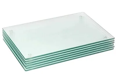 6 Clear Tempered Glass Placemats Home Kitchen Dining Table Mats Heat Resistant • £17.98