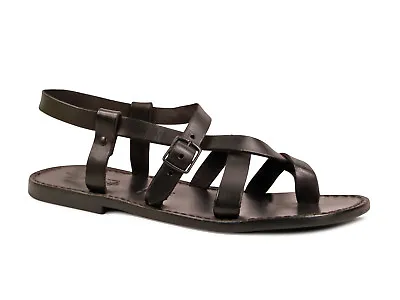 Gladiator Ankle Strap Strapped Thong Sandals For Men In Black Real Calf Leather • £102