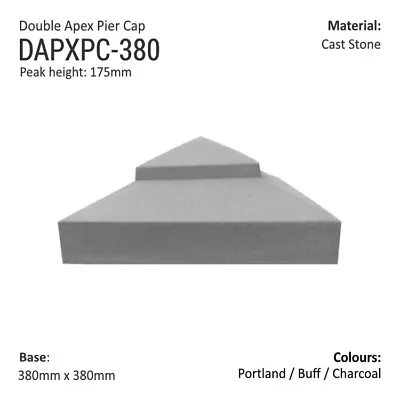 Double Apex Pier Cap 380 X 380 Cast Stone 3 Colours Free UK Mainland Delivery • £84.99