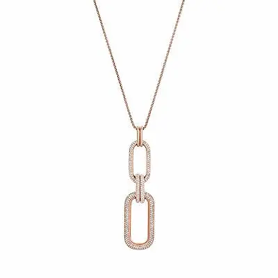Michael Kors MK Iconic Links Rose Gold Long Necklace Crystals MKJ6964791 8807 • $68.99