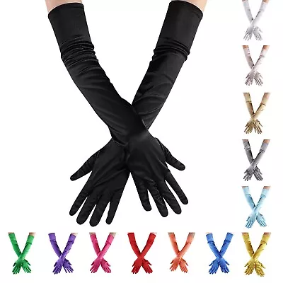 Opera Dance Bridal Elbow Finger Long Length Gloves Satin Women's Soild Gloves • $9.49