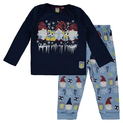 £7.99 • Buy Aston Villa Christmas Pyjama Infant Gnome Navy Pyjamas - New