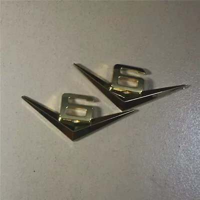 $12.98 • Buy 2x V6 Chrome Golden Metal Sticker Emblem Badge Decal 3D Twin Hatchback V8 Diesel
