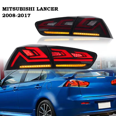 $218.96 • Buy Set Smoke LED Tail Light Rear Lamp For 2008-17 Mitsubishi Lancer EX EVO X Sedan