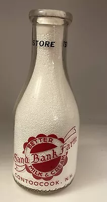 Vintage SAND BANK FARM Quart Milk Bottle Contoocook New Hampshire W/ Great Cow • $19.99