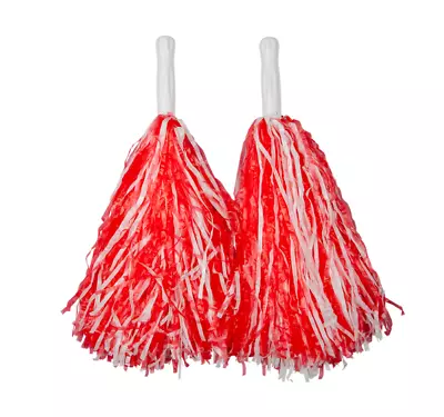 NEW Red & White Poms Poms Cheerleader High School Fancy Dress Accessories • £5.95