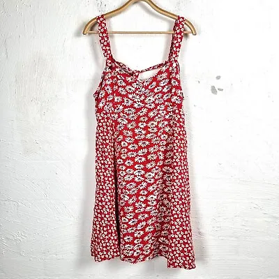 $28.95 • Buy ASOS Womens Dress Size 18 Red Ivory Floral Patchwork Sleeveless Sweetheart Neck