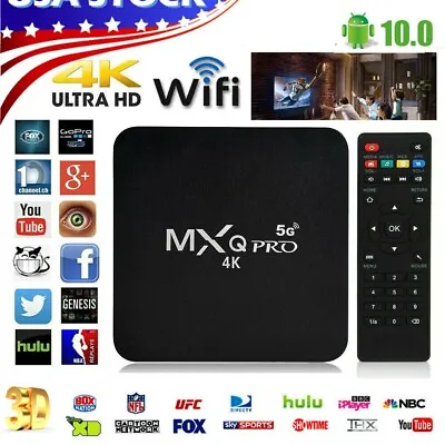 MXQ Pro 4K Ultra HD 64Bit WIFI Android 10.0 Quad Core Smart TV Box Media Player • $22.99