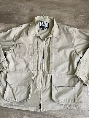 Khaki Tan Sand 5.11 Tactical Jacket Cotton Canvas Men's Size 2XL • $28