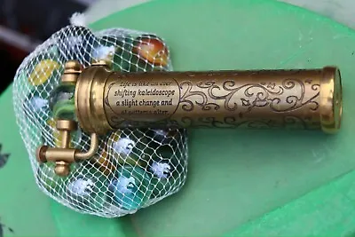 Vintage BRASS KALEIDOSCOPE & MASLACH MARBLE Glass Ball Unique Design W/ Antique • $43.98