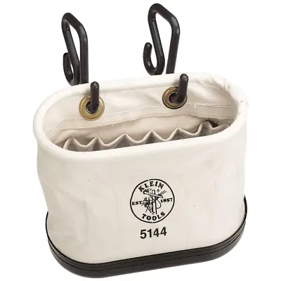 14 In. Tool Bag Canvas Oval Aerial Bucket With 15 Pockets Hooks Klein Tools • $90.17