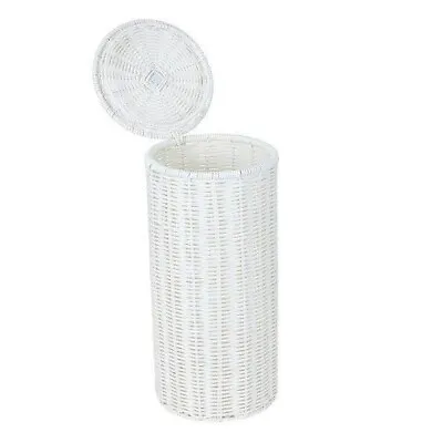 Toilet Roll Holder With Lid Rattan Look Tissue Paper Spare Stand Storage • $15.82