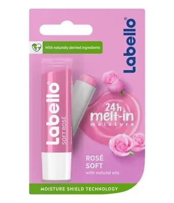 Labello SOFT ROSE Lip Balm/ Chapstick -1 Pack Made In Germany FREE SHIPPING • $9.45