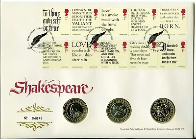 £21 • Buy 2016 SHAKESPEARE GREAT BRITAIN ROYAL MAIL/MINT FDC + SPECIAL UK £2 COINS X3 Vgc