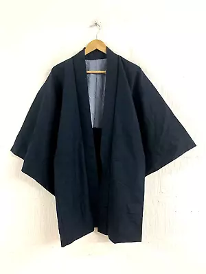 Vintage Japanese Yukata Kimono Traditional Short Robe Blue Jacket Size Medium • £20