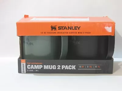 NEW Stanley 2 Pack Legendary 12 Oz Vacuum Insulated Steel Camp Mug GREEN / BLACK • $39.99