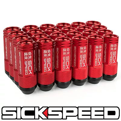 Sickspeed 24 Pc Red Aluminum Extended 50mm 2 Pc Lug Nuts Wheels 14x1.5  • $84.88