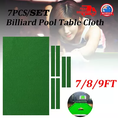 7PCS Worsted Billiard Snooker Pool Table Cover Cloth W/ Felt Strip Heavy Duty • $39.99