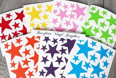 Rainbow Of Stars Vinyl Wall Art Stickers Kids Bedroom Decals 7 Colours 105 Stars • £6.50