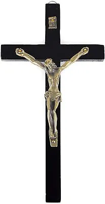 Vintage Wooden Metal Wall Cross Crucifix Holy Religious Carved Christ Black • $13.59