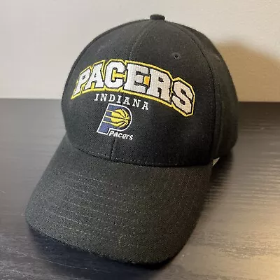 Vintage Indiana Pacers Hat Cap Black Adjustable Twins Enterprise NBA Embroidered • $14.20