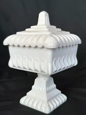 Westmoreland Shell Pink Milk Glass Pedestal Compote/ Candy Dish With Lid 1950's • $15