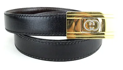 Authentic GUCCI Ladies BELT WITH BRASS GG BUCKLE SIZE 74 CM ITALY USED VINTAGE • $270.05