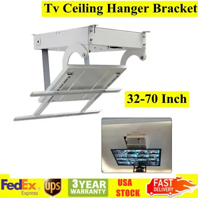 $380 • Buy Electric Motorised TV Bracket Hanger Ceiling Mount +Remote For 32  To 70  Screen