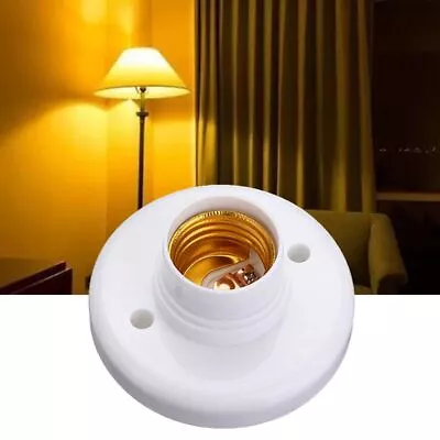 Lamp Accessory White Plastic Bulb Holder Screw Light E27 Lamp Base Round Socket • £3.69