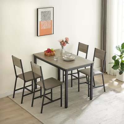 NEW Dining Set For 5 Kitchen Table With 4 Upholstered Chairs Grey High-quality • $166.50