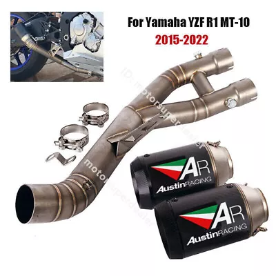 For Yamaha YZF R1 MT-10 2015-2022 Exhaust Mid Link Pipe Carbon Tail Muffler Tips • $252.99