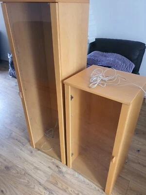£30 • Buy 2 X Tall Display Cabinet With Glass Doors And Glass Shelves 