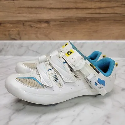 Mavic Ksyrium Elite 369301 Women's Sz 6.5 M Road Racing Shoes White Blue Cycling • $17.60
