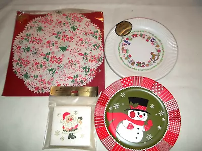 Vintage Christmas Paper Lot Crowndale Doilies Hallmark Paper Plates & Coasters • $4.99